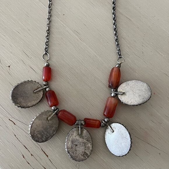 Large Carnelian Boho Medalian Necklace - Picture 4 of 4